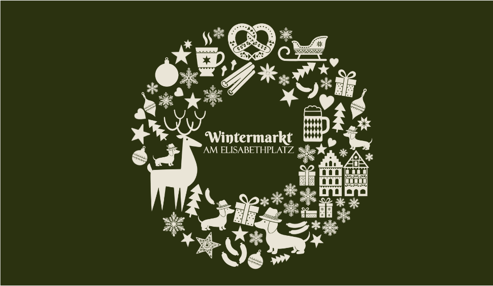 Light Wintermarkt mark reversed on dark green