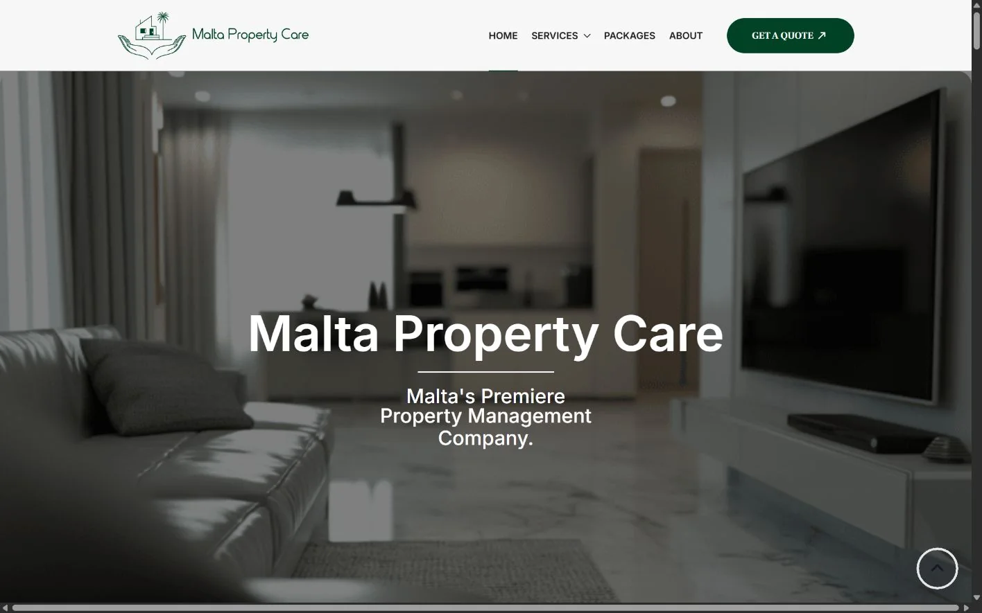 Malta Property Care desktop experience